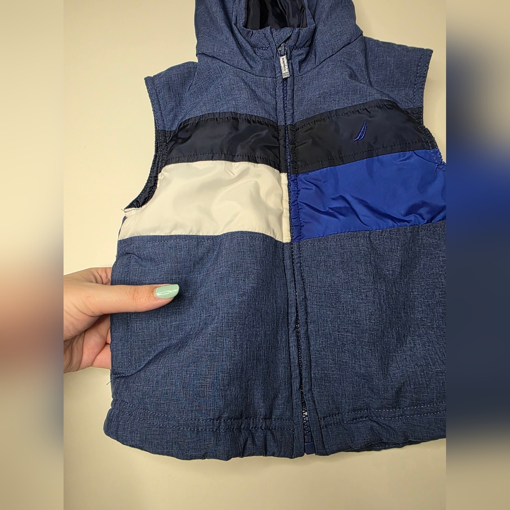 Nautica 4T Blue Hooded Vest Zip Up Front Pockets